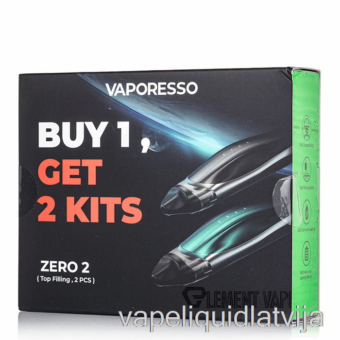 Vaporesso Zero 2 Pod System 2-pack Akcija Melns + Melns Zaļš Vape šķidrums